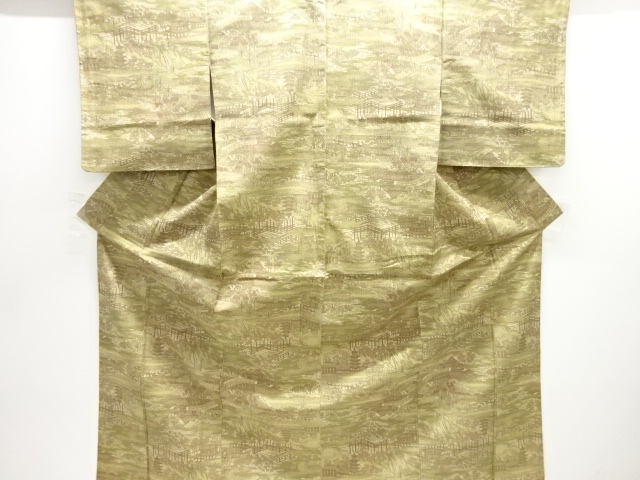 JAPANESE KIMONO / NISHIJIN DENSHO TSUMUGI / WOVEN SCENERY OF PAGODA